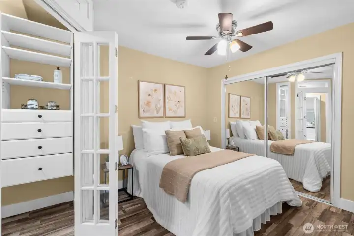 Bedroom with w/d in the closet & bathroom to the left