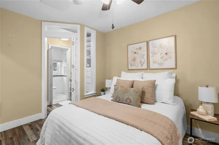 Bedroom looking towards bathroom