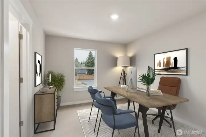 Main floor bedroom or home office, downstairs bath will include 3/4 shower.