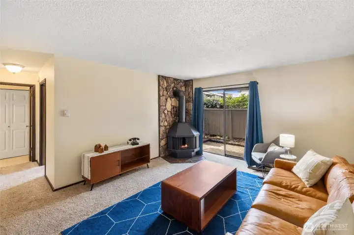 Livingroom with slider to private patio