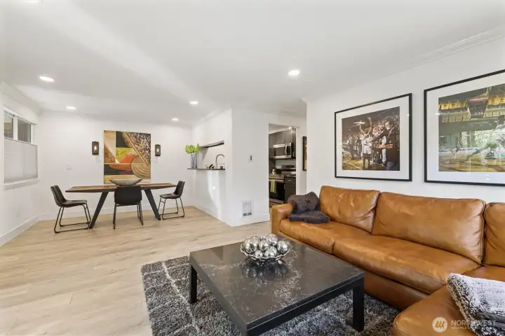 Living room + dining space