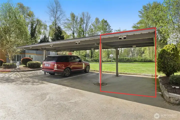 Assigned covered parking space