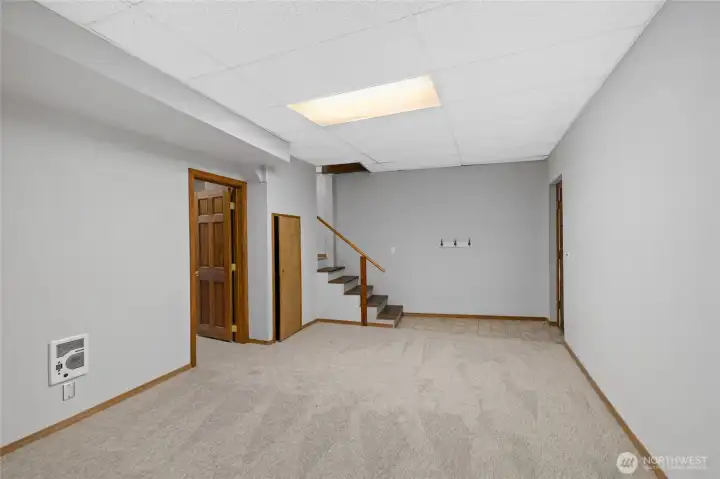 Downstairs rec room or additional sleeping space