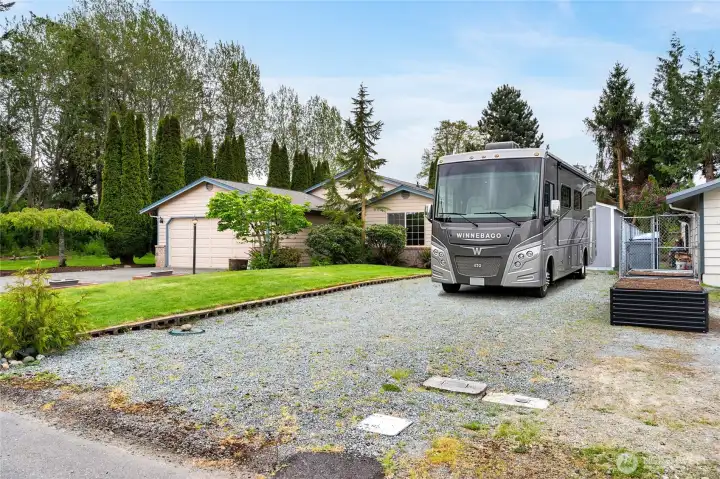 Dedicated space for RV, Trailer or boat parking.