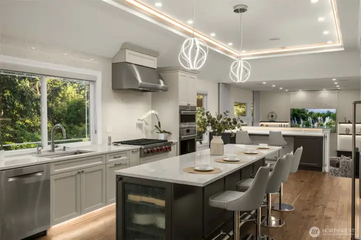 Extra large kitchen with built in wine refrigerator