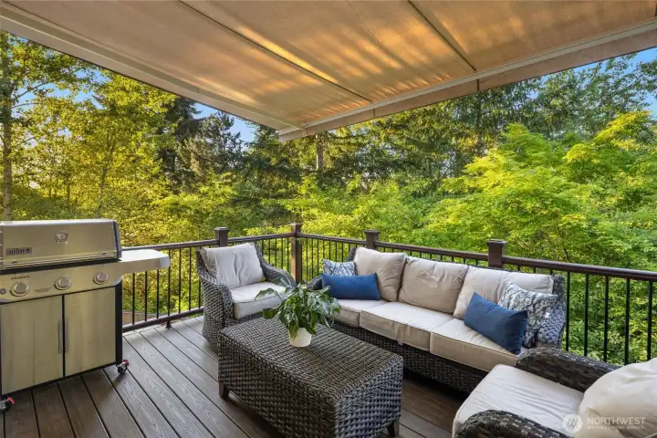 Living room balcony with retractable roof