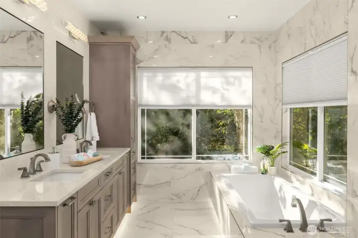 Spa-like primary bathroom