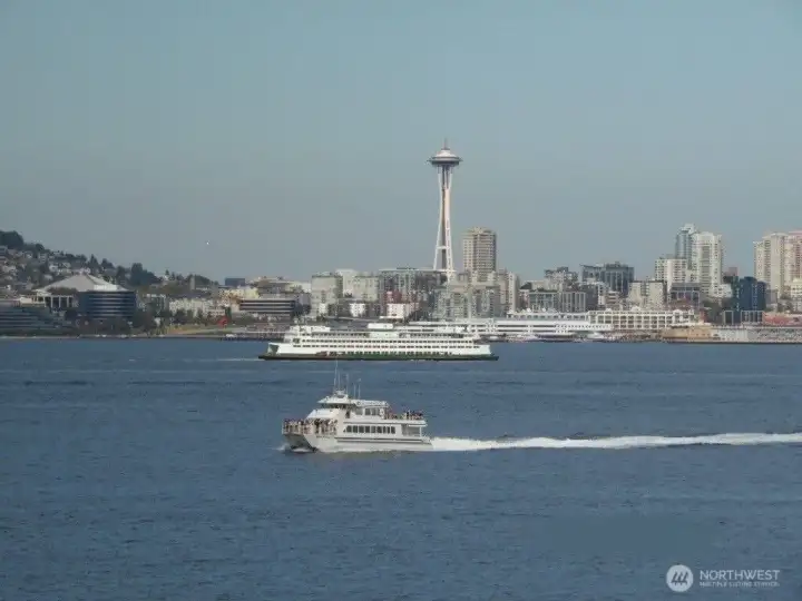 View with Water Taxi, Ferry, and Space Needle