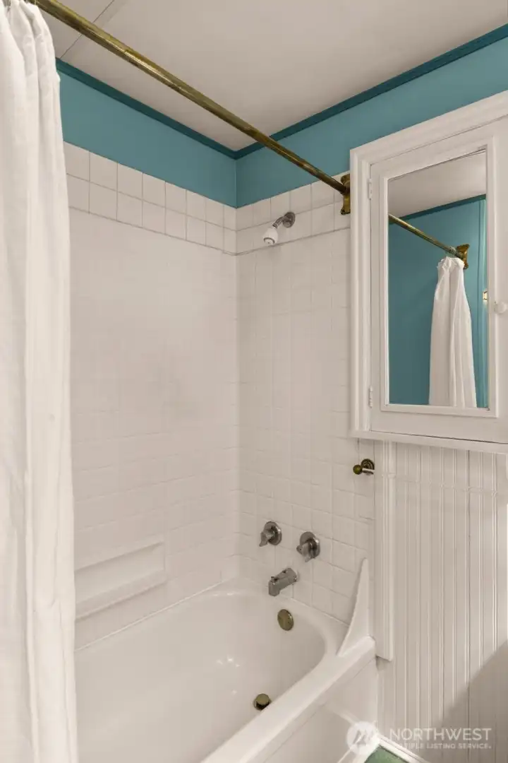 Tub/shower combo gives you flexibility in the second floor hallway bath