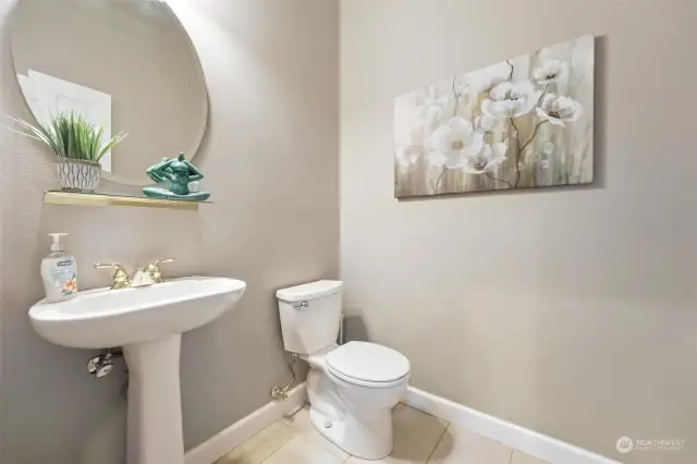 Hall powder room with pedestal sink