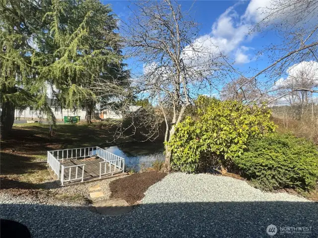 This dock is in the parklike setting of the natural area adjacent to the home.