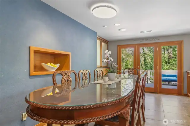 Large Dining Space flows from Kitchen to Deck for Perfect Entertaining