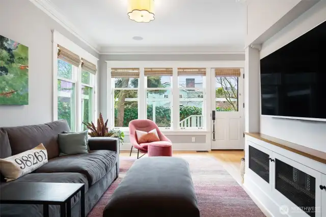 Family room adjacent to the kitchen - windows on the west and south bring in lots of natural light.