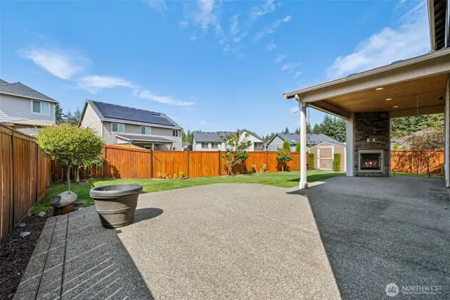 Extended patio with gas stub for BBQ