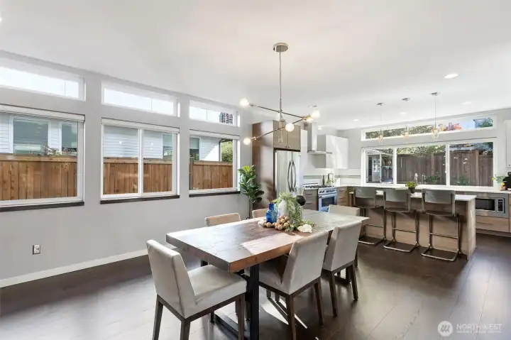 The dining space can easily accommodate large and small gatherings!