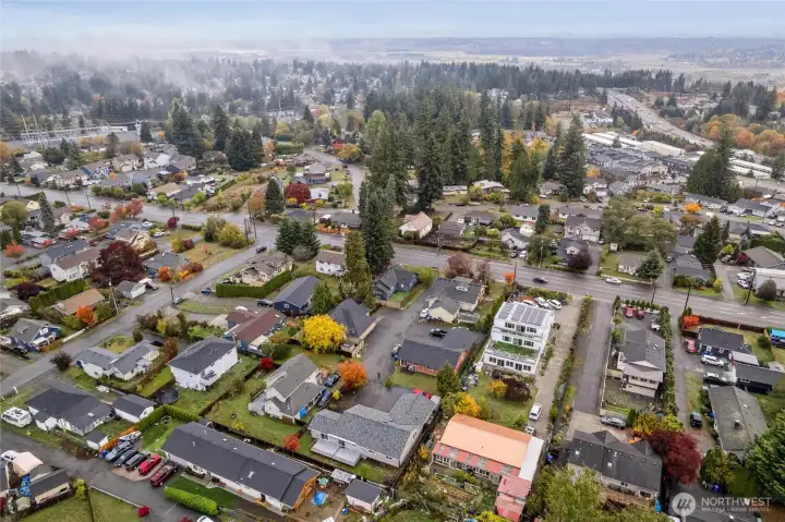 Aerial showing location.  Minutes to the freeway, with very close proximity to Boeing.