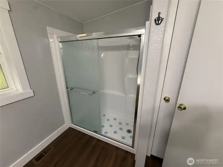 Updated walk in shower.