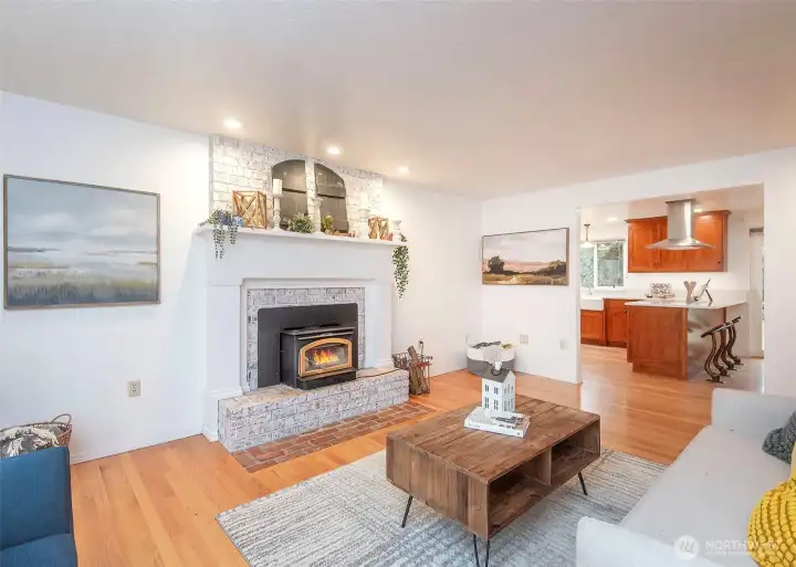 Wood burning fireplace