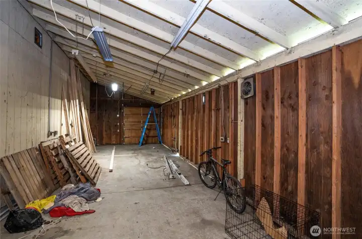 Section of the detached shop highlighting its usable space and functionality.