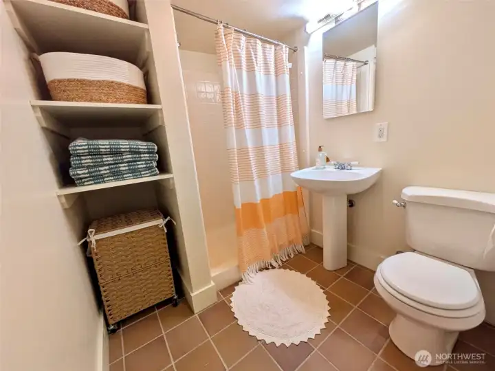 Basement bathroom with shower