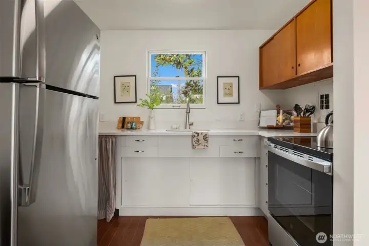 Brand new appliances in kitchen.