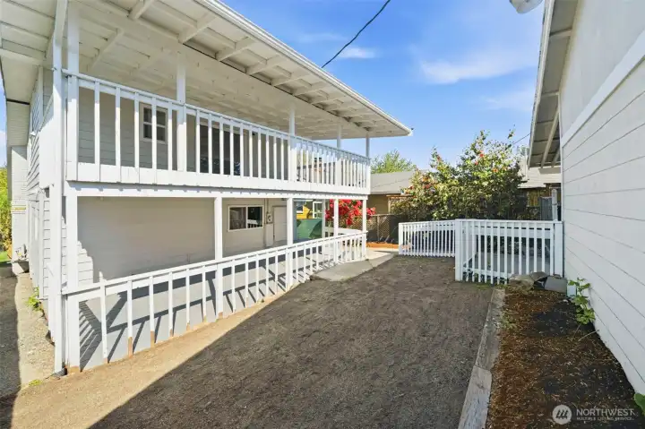 Back yard with covered deck