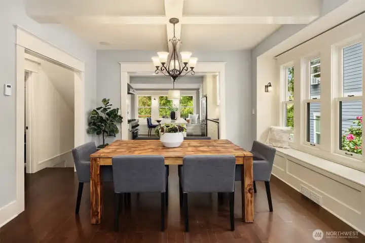 Designed for gathering. Defined without being closed off, with coffered ceilings, warm wood floors, and a natural flow that makes hosting feel effortless. Designed for gathering. Defined without being closed off, with coffered ceilings, warm wood floors, and a natural flow that makes hosting feel effortless.