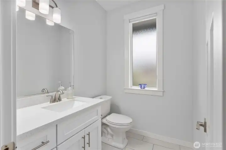 Convenient main-floor powder room for guests