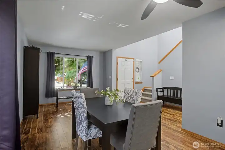 View from the entryway into the dining room