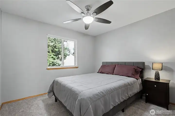 First bedroom when going right at the top of the stairs