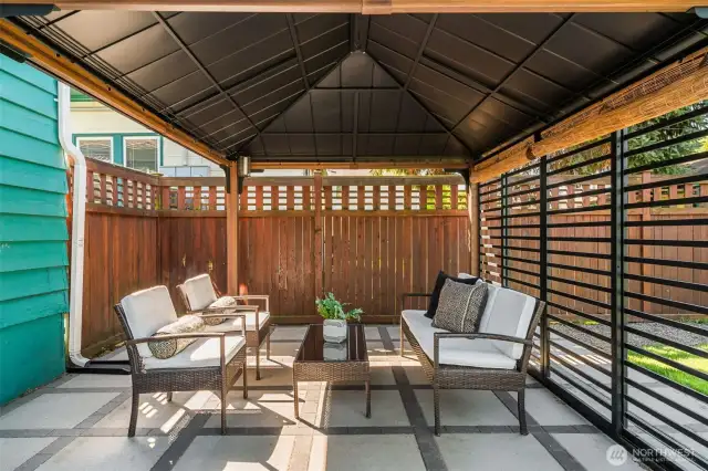 New stone pavers and gazebo to enjoy your outdoor retreat in your fully fenced backyard.