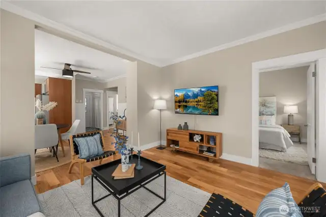 Spacious living room with an open floor plan.