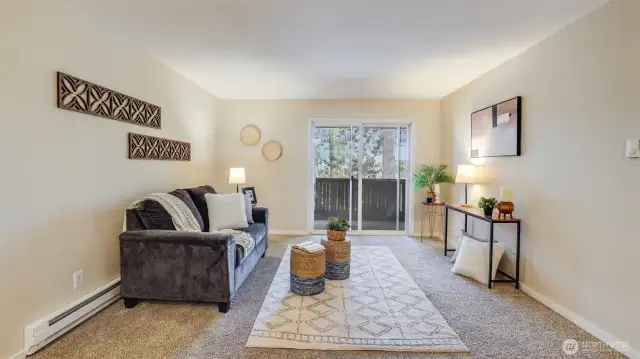 Living room offers direct access to your private balcony for indoor/outdoor living.