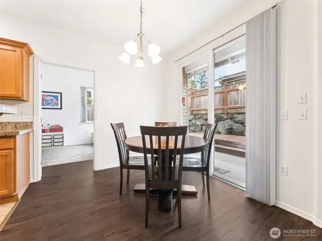 Dining area w/slider to back deck.