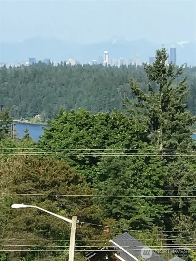 iphone photo of Seattle skyline from living room