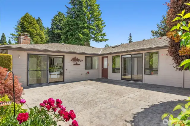 Oversize patio in back that is completely private.