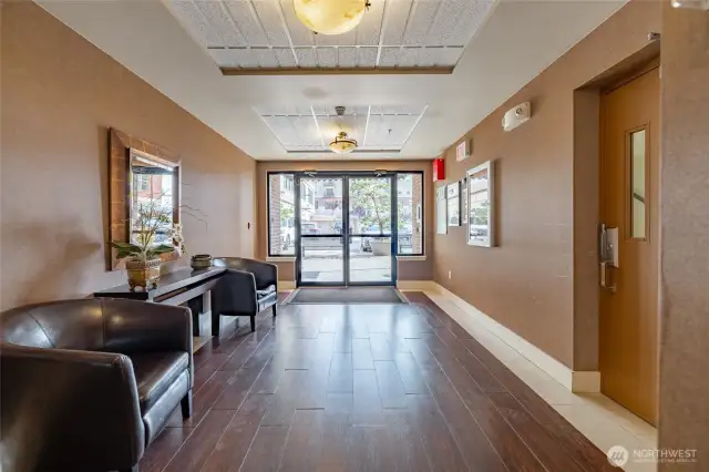 Immediately enter into the lobby to easily access the elevator to your unit.