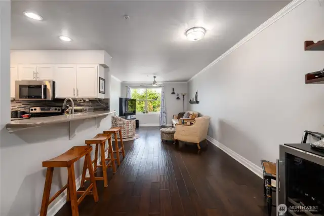 Walk into the light and bright entryway.