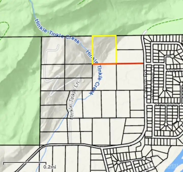 red line indicates easement access