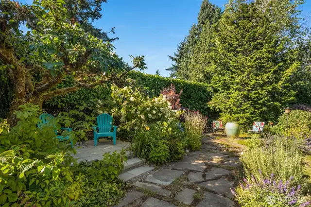 One of many different secluded sitting areas on the property.