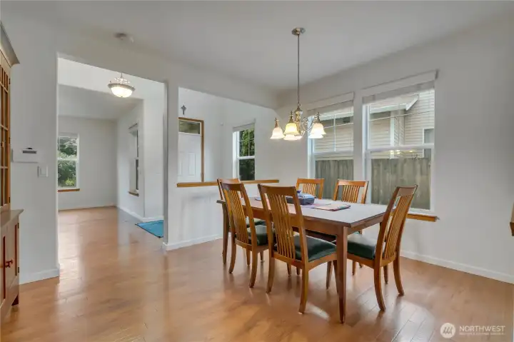 Dining room looking towards the front door.