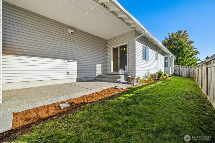 Covered patio and yard