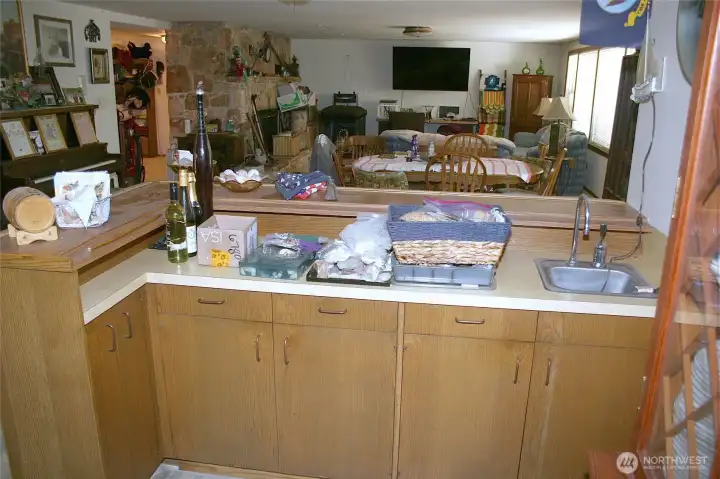 View from the wet bar in lower level.