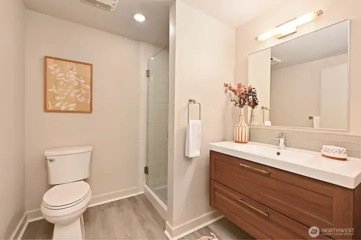 Updated downstairs bathroom.