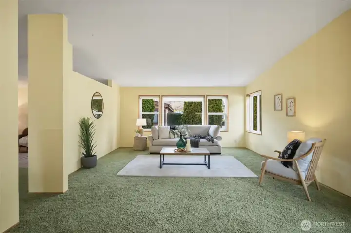 Vaulted ceilings and lots of natural light.
