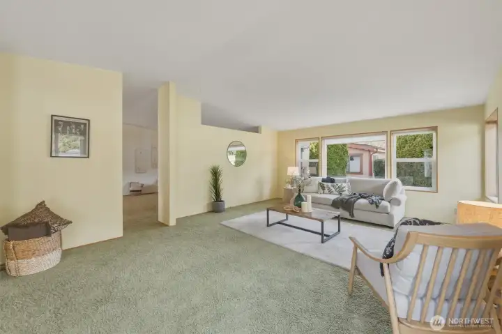 The doorway leads to the kitchen, family room and dining room.
