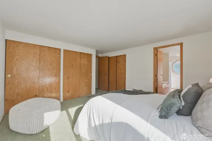 The primary bedroom has 3 closets.