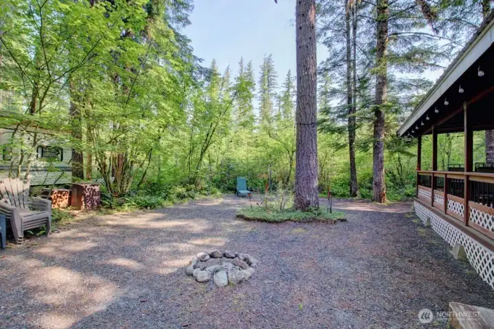 Large lot with fire pit