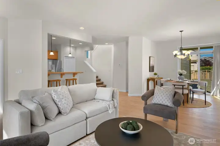 Fresh interior paint and brand-new laminate flooring