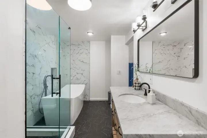 Spa inspired modern suite frameless glass walk-in shower
